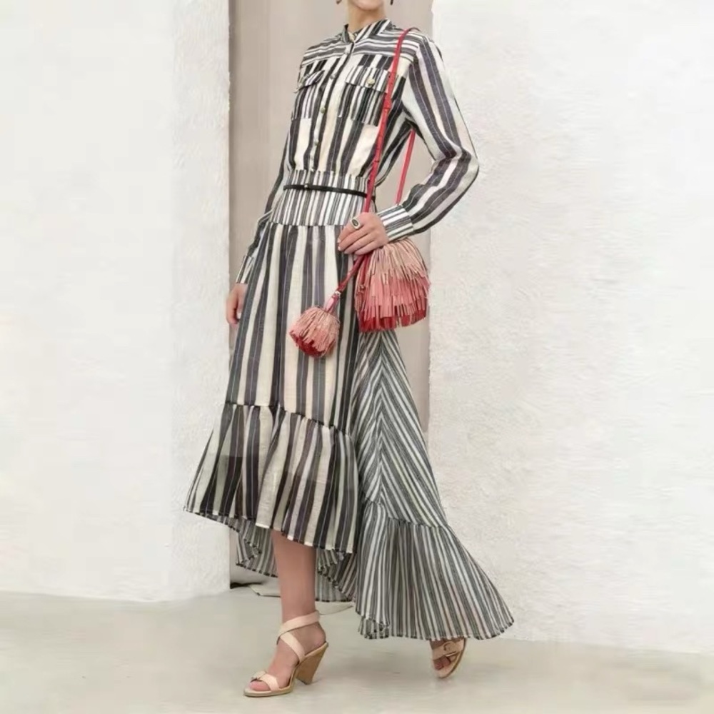 Designer-style Rebellion Bohemian Black Striped Blouse and Skirt Set